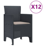 Set da Pranzo per Giardino 13 pcs Antracite Rattan Polt