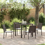 Set da Pranzo per Giardino 5 pcs Marrone e Nero Rattan in PE