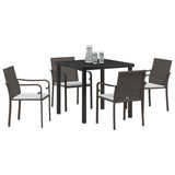 Set da Pranzo per Giardino 5 pcs Marrone e Nero Rattan in PE