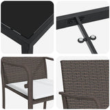 Set da Pranzo per Giardino 5 pcs Marrone e Nero Rattan in PE