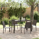 Set da Pranzo per Giardino 5 pcs Marrone e Nero Rattan in PE