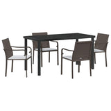 Set da Pranzo per Giardino 5 pcs Marrone e Nero Rattan in PE