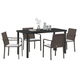 Set da Pranzo per Giardino 5 pcs Marrone e Nero Rattan in PE