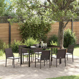 Set da Pranzo per Giardino 7 pcs Marrone e Nero Rattan in PE