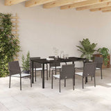 Set da Pranzo per Giardino 7 pcs Marrone e Nero Rattan in PE