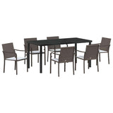 Set da Pranzo per Giardino 7 pcs Marrone e Nero Rattan in PE