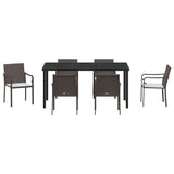 Set da Pranzo per Giardino 7 pcs Marrone e Nero Rattan in PE