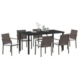 Set da Pranzo per Giardino 7 pcs Marrone e Nero Rattan in PE