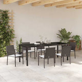 Set da Pranzo per Giardino 7 pcs Marrone e Nero Rattan in PE