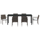 Set da Pranzo per Giardino 7 pcs Marrone e Nero Rattan in PE
