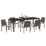 Set da Pranzo per Giardino 7 pcs Marrone e Nero Rattan in PE