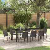 Set da Pranzo per Giardino 9 pcs Marrone e Nero Rattan in PE