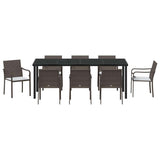 Set da Pranzo per Giardino 9 pcs Marrone e Nero Rattan in PE
