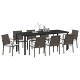 Set da Pranzo per Giardino 9 pcs Marrone e Nero Rattan in PE
