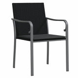 Set da Pranzo per Giardino 7 pcs Nero e Grigio Rattan in PE