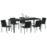 Set da Pranzo per Giardino 7 pcs Nero e Grigio Rattan in PE