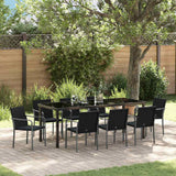 Set da Pranzo per Giardino 9 pcs Nero e Grigio Rattan in PE