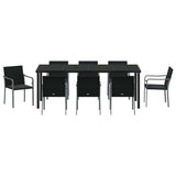 Set da Pranzo per Giardino 9 pcs Nero e Grigio Rattan in PE