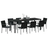 Set da Pranzo per Giardino 9 pcs Nero e Grigio Rattan in PE