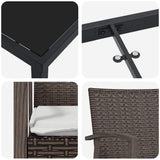 Set da Pranzo per Giardino 3 pcs Marrone e Nero Rattan in PE
