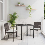 Set da Pranzo per Giardino 3 pcs Marrone e Nero Rattan in PE