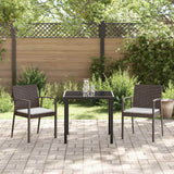 Set da Pranzo per Giardino 3 pcs Marrone e Nero Rattan in PE