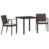 Set da Pranzo per Giardino 3 pcs Marrone e Nero Rattan in PE