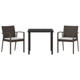 Set da Pranzo per Giardino 3 pcs Marrone e Nero Rattan in PE