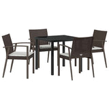 Set da Pranzo per Giardino 5 pcs Marrone e Nero Rattan in PE