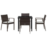 Set da Pranzo per Giardino 5 pcs Marrone e Nero Rattan in PE