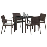 Set da Pranzo per Giardino 5 pcs Marrone e Nero Rattan in PE