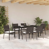 Set da Pranzo per Giardino 7 pcs Marrone e Nero Rattan in PE