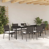 Set da Pranzo per Giardino 7 pcs Marrone e Nero Rattan in PE