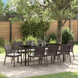 Set da Pranzo per Giardino 9 pcs Marrone e Nero Rattan in PE
