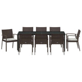 Set da Pranzo per Giardino 9 pcs Marrone e Nero Rattan in PE