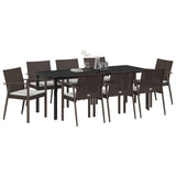 Set da Pranzo per Giardino 9 pcs Marrone e Nero Rattan in PE