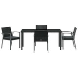 Set da Pranzo per Giardino 5 pcs Nero e Grigio Rattan in PE