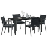 Set da Pranzo per Giardino 5 pcs Nero e Grigio Rattan in PE