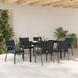 Set da Pranzo per Giardino 7 pcs Nero e Grigio Rattan in PE