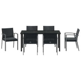 Set da Pranzo per Giardino 7 pcs Nero e Grigio Rattan in PE