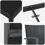 Set da Pranzo per Giardino 7 pcs Nero e Grigio Rattan in PE