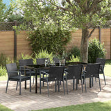 Set da Pranzo per Giardino 9 pcs Nero e Grigio Rattan in PE