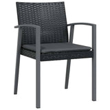 Set da Pranzo per Giardino 9 pcs Nero e Grigio Rattan in PE