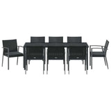 Set da Pranzo per Giardino 9 pcs Nero e Grigio Rattan in PE