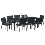 Set da Pranzo per Giardino 9 pcs Nero e Grigio Rattan in PE