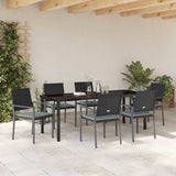 Set da Pranzo per Giardino 7 pcs Nero e Grigio Chiaro
