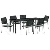 Set da Pranzo per Giardino 7 pcs Nero e Grigio Chiaro