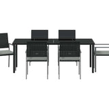 Set da Pranzo per Giardino 7 pcs Nero e Grigio Chiaro
