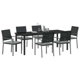Set da Pranzo per Giardino 7 pcs Nero e Grigio Chiaro