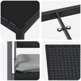 Set da Pranzo per Giardino 9 pcs Nero e Grigio Chiaro